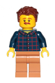 Dad - Dark Blue Plaid Button Shirt, Medium Nougat Legs, Reddish Brown Hair Swept Left Tousled - cty1152