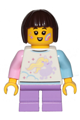Child Girl - Shirt with Unicorn, Medium Lavender Short Legs, Dark Brown Hair Short, Bob Cut - cty1153