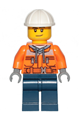 Construction Worker - Male, Chest Pocket Zippers, Belt over Dark Gray Hoodie, Dark Blue Legs, White Construction Helmet, Stubble - cty1154