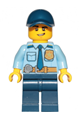 Police - City Officer Shirt with Dark Blue Tie and Gold Badge, Dark Tan Belt with Radio, Dark Blue Legs, Dark Blue Cap, Lopsided Grin - cty1155