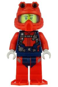 Scuba Diver - Male, Smirk, Red Helmet, White Airtanks, Red Flippers cty1166