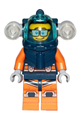 Male deep sea diver with a dark blue helmet, side lamps, glasses, and a smile/shocked expression - cty1170