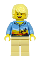 Plane Passenger - Male, Bright Light Yellow Hair, Medium Blue Hawaiian Shirt, Tan Legs - cty1184