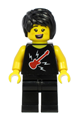 Plane Passenger - Female, Black Hair, Black Sleeveless Top with Red Guitar, Black Legs - cty1188