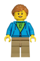 Woman with medium nougat hair wearing a dark azure hoodie, dark tan legs, and a hearing aid - cty1221