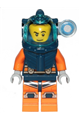 Male deep sea diver with a dark blue helmet, side lamp, and stubble - cty1224