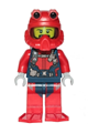 Male scuba diver with open mouth, black beard, wearing a red helmet, white airtanks, and red flippers - cty1225