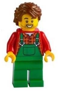 Farmer - Overalls Green, Red Plaid Shirt, Reddish Brown Hair Swept Back Tousled cty1227