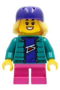 Skater - Girl, Dark Turquoise Jacket, Dark Pink Short Legs, Dark Purple Helmet, Bright Light Yellow Hair cty1230