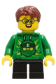 Boy - Green Ninjago Hoodie, Black Short Legs, Reddish Brown Hair - cty1233
