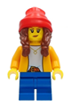 Girl - Bright Light Orange Jacket, Blue Medium Short Legs, Reddish Brown Hair with Braids, Red Beanie - cty1235