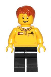 Lego Store Employee, Black Legs, Dark Orange Tousled Hair, Lopsided Grin cty1239