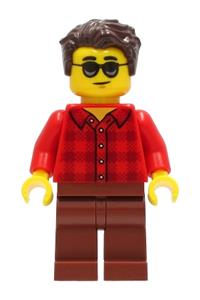 Man - Red Flannel Shirt, Reddish Brown Legs, Dark Brown Hair, Sunglasses cty1246