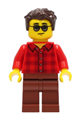 Man - Red Flannel Shirt, Reddish Brown Legs, Dark Brown Hair, Sunglasses - cty1246