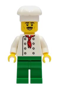 Chef - White Torso with 8 Buttons, No Wrinkles Front or Back, Green Legs, White Cook&#39;s Hat cty1247