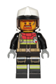 Fire - Reflective Stripes, Black Legs and Jacket with Dark Red Collar, Fire Helmet, Trans-Black Visor, Brown Goatee - cty1264