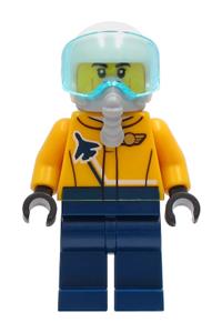 Airshow Jet Pilot - Bright Light Orange Jacket, Dark Blue Legs, White Helmet, Oxygen Mask cty1266