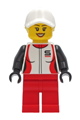 Woman - Red and White Race Jacket, Red Legs, White Cap with Bright Light Yellow Hair - cty1269