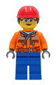 Construction Worker - Female, Chest Pocket Zippers, Belt over Dark Gray Hoodie, Blue Legs, Red Helmet with Dark Brown Hair - cty1272