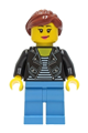 Car Driver - Female, Black Leather Jacket, Medium Blue Legs, Reddish Brown Hair - cty1283
