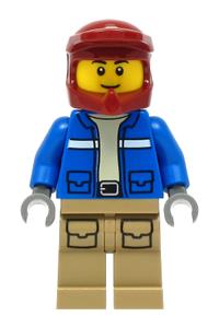 Wildlife Rescue Explorer - Male, Blue Jacket, Dark Red Helmet, Dark Tan Legs with Pockets, Thin Grin cty1295