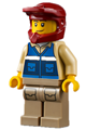 Wildlife Rescue Explorer - Male, Blue Vest with \RESCUE\ Pattern on Back, Dark Red Helmet, Dark Tan Legs with Pockets, Beard - cty1301