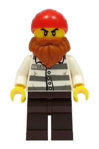Police - Jail Prisoner 86753 Prison Stripes, Dark Brown Legs, Red Head Wrap, Dark Orange Beard cty1310