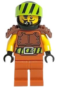 Stuntz Driver Minifigure - Stuntz driver with a black helmet, body armor, and dark orange legs - cty1318