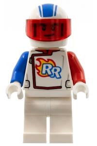 Stuntz Driver RR Minifigure - Stunt driver with white helmet and legs, blue and red arms - cty1319