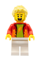 Stuntz Announcer, Spiky Bright Light Yellow Hair, White Legs, Red Jacket over Lime Shirt - cty1325