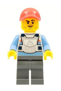 Stuntz Driver Minifigure - Driver with a coral cap, dark bluish gray legs, and medium blue arms - cty1326