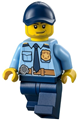 Police - City Shirt with Dark Blue Tie and Gold Badge, Dark Tan Belt with Radio, Dark Blue Legs, Dark Blue Cap with Hole, Stubble Beard - cty1334