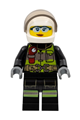 Fire - Reflective Stripes with Utility Belt and Flashlight, White Helmet, Trans-Black Visor, Safety Glasses, Peach Lips Closed Mouth Smile - cty1355
