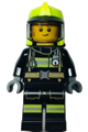 Fire -  Fireman Clemmons, Reflective Stripes with Utility Belt, Black Legs, Neon Yellow Fire Helmet, Trans-Black Visor, Sideburns - cty1358