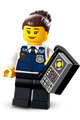 Officer Gracie Goodhart in dark blue vest and black pants, orange goggles, and dark brown hair with a bun - cty1365