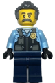 Police - Officer Sam Grizzled, Bright Light Blue Jacket, Dark Blue Legs, Dark Bluish Gray Hair - cty1375