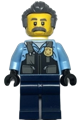 Officer Sam Grizzled with dark bluish gray hair, wearing a bright light blue jacket and dark blue legs - cty1375