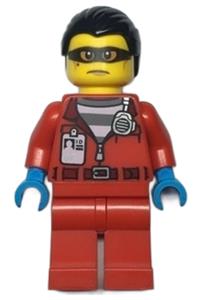 Crook Vito Minifigure - Crook Vito wearing a red jacket with a prison shirt and I.D. tag, portraying a police minifigure - cty1376
