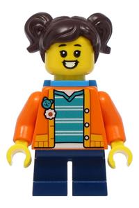 Madison Minifigure - Madison wearing an orange jacket and carrying a dark azure backpack - cty1390