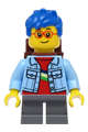 Boy - Bright Light Blue Denim Jacket, Dark Bluish Gray Short Legs, Blue Hair, Reddish Brown Backpack - cty1393
