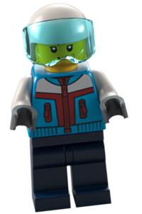 Stunt Plane Pilot Minifigure - Stunt plane pilot wearing a dark azure jacket, white helmet, and dark blue legs - cty1397