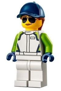 Race Car Mechanic - Female, White Race Jacket and Legs, Dark Blue Cap with Dark Orange Hair cty1401