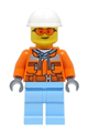 Construction Worker - Male, Orange Safety Jacket, Reflective Stripe, Sand Blue Hoodie, Bright Light Blue Legs, White Construction Helmet, Orange Safety Glasses - cty1404
