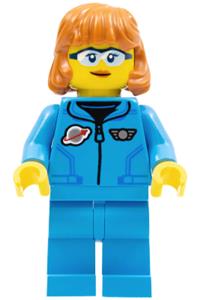 Lunar Research Astronaut - Female, Dark Azure Jumpsuit, Dark Orange Hair, Safety Glasses cty1411