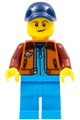 Lunar Research Astronaut - Male, Dark Orange Classic Space Jacket, Dark Azure Legs, Dark Blue Cap with Hole, Lopsided Smile (Rover Driver) - cty1415
