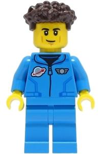 Lunar Research Astronaut - Male, Dark Azure Jumpsuit, Dark Brown Coiled Hair with Short Straight Sides cty1421