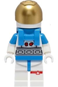 Lunar Research Astronaut - Female, White and Dark Azure Suit, White Helmet, Metallic Gold Visor, Peach Lips Smile cty1423