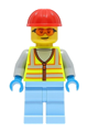 Space Engineer - Male, Neon Yellow Safety Vest, Bright Light Blue Legs, Red Construction Helmet, Orange Safety Glasses - cty1426