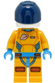 Lunar Research Astronaut - Female, Bright Light Orange and Dark Azure Suit, White Helmet, Dark Blue Visor, Open Mouth Smile - cty1430