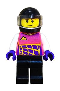 Go-Kart Racer Minifigure - Go-kart racer wearing a coral race suit with a black helmet and black legs - cty1432
